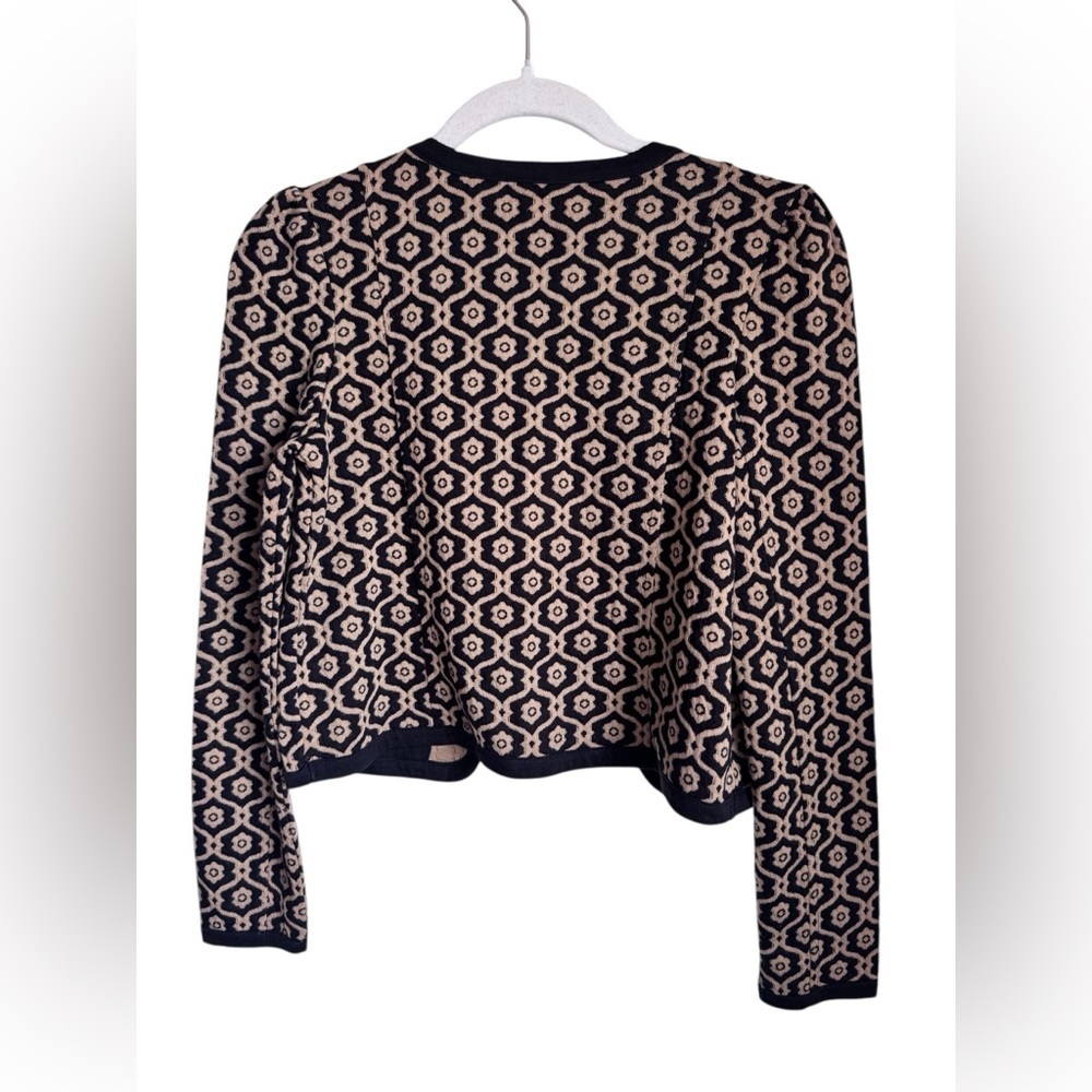 Frenchi Cropped Geometric Print Open Cardigan Top - Picture 2 of 6